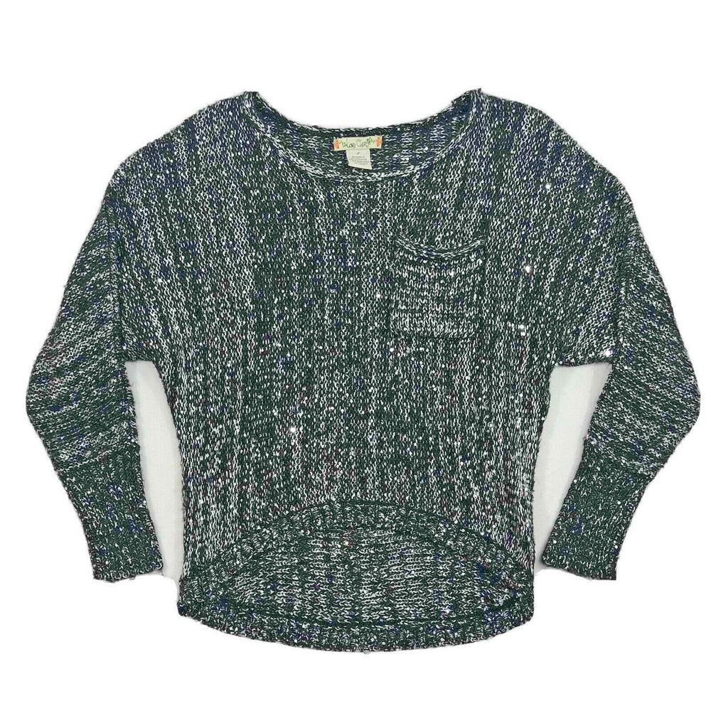Love Change Womens Sweater Knit Pullover Long Sleeve Pocket Black‎ White Small